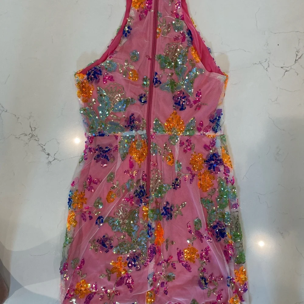 VICI Zelia Sequin Mini Dress Floral Embellished Women’s Dress - Picture 2 of 4